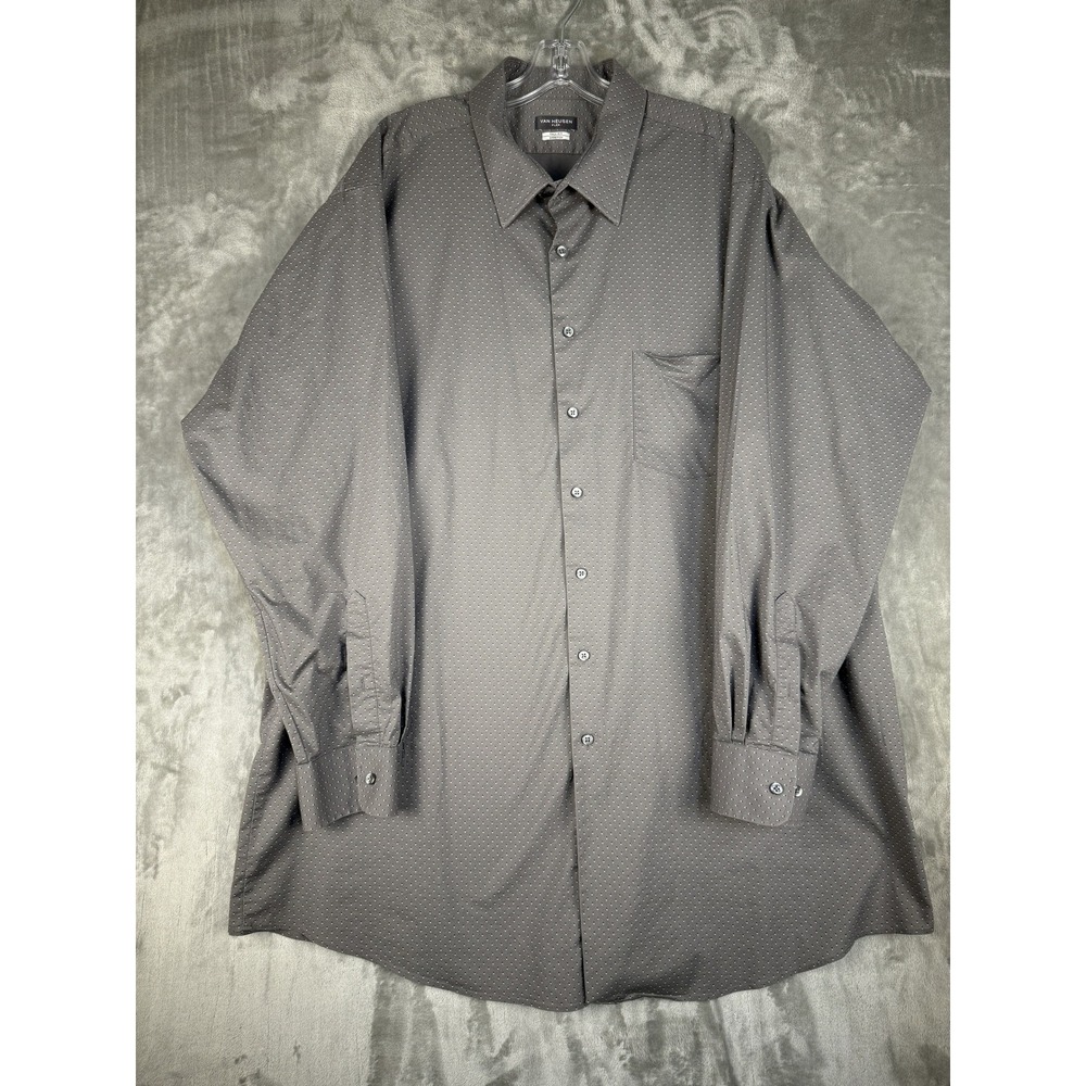 Van Heusen Flex Gray Geometric Tall Fit Stretch Dress Shirt 18 1/2 35/36